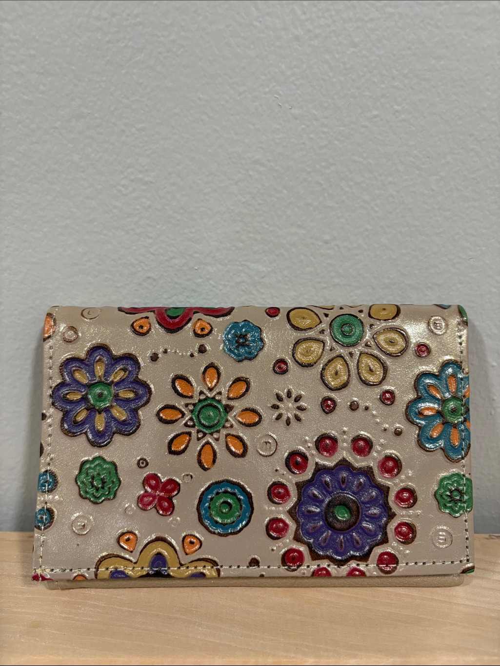 Floral Embossed Beige Women’s Wallet